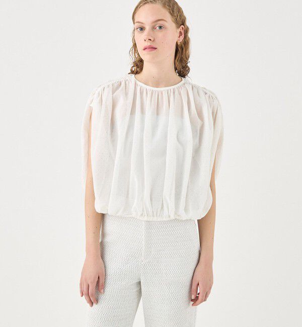 TOMORROWLAND collection「シルバードットプリント バブルギャザーブラウス」|シャツ・ブラウス|