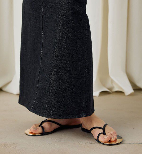 DES PRES「ブラックデニム ブラレット付きマキシスカート」|タイト|