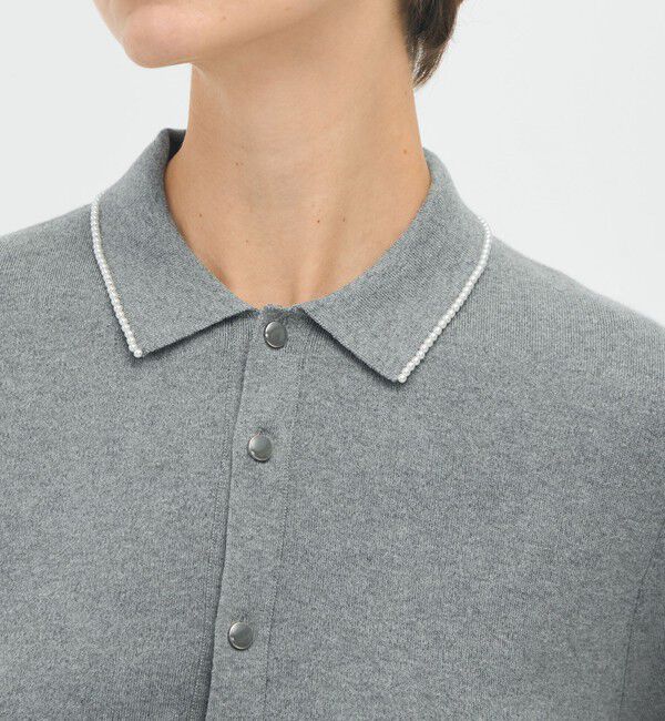 CABaN「コットンカシミヤ パールポロカーディガン」|カーディガン|