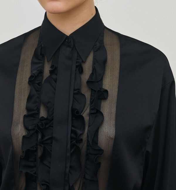DES PRES「シルクサテン ラッフルシャツ」|シャツ・ブラウス|