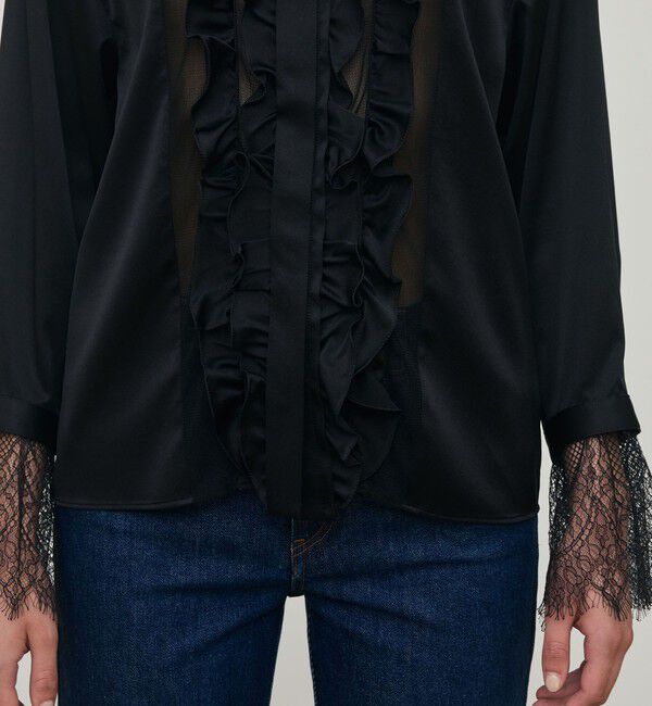 DES PRES「シルクサテン ラッフルシャツ」|シャツ・ブラウス|