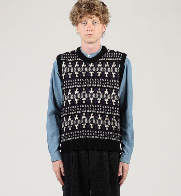 TOMORROWLAND MENS「【別注】Redeux メリノウールフェアアイル柄 クルーネックニットベスト」|ニット・セーター|