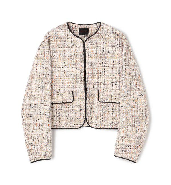 TOMORROWLAND collection「ホロウファンシーツイード ノーカラートリミングジャケット」|ノーカラージャケット|42 ベージュ系