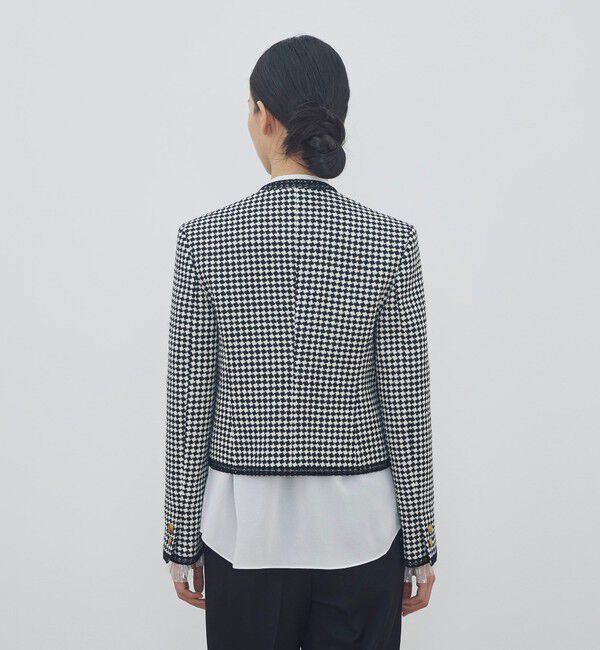 DES PRES「テープヤーンツイード ノーカラーコンパクトジャケット」|ノーカラージャケット|