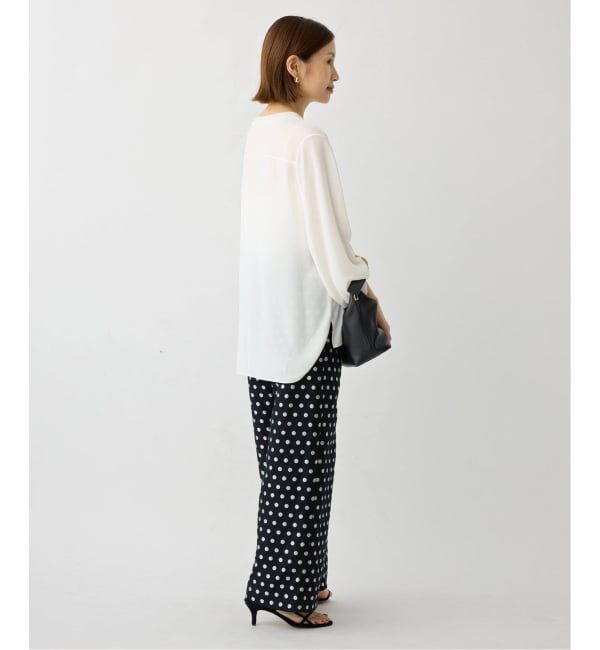 IENA「《追加》ジョーゼットリブネックブラウス」|シャツ・ブラウス|