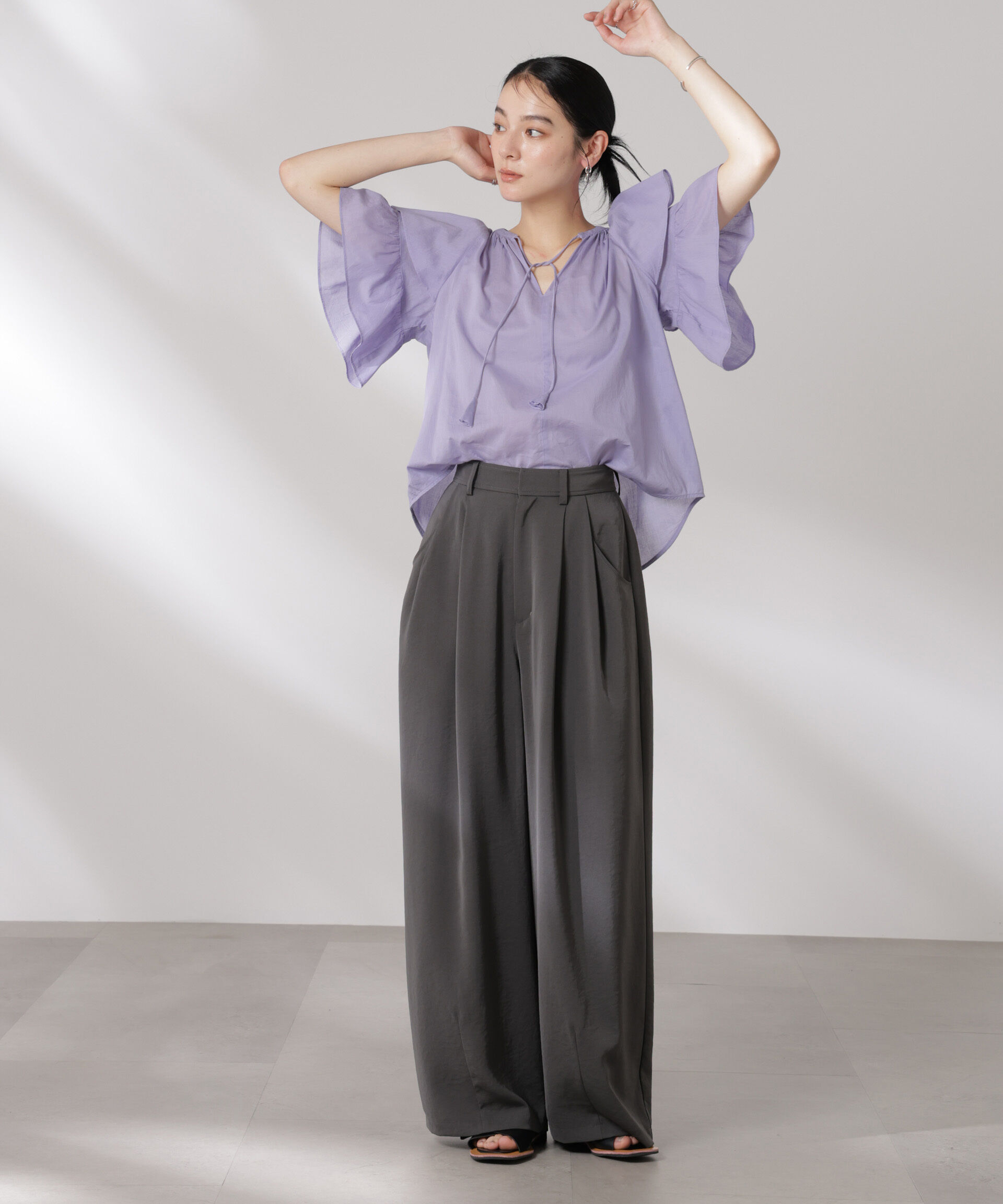 nano･universe「made in india コットンフリルスリーブブラウス」|シャツ・ブラウス|