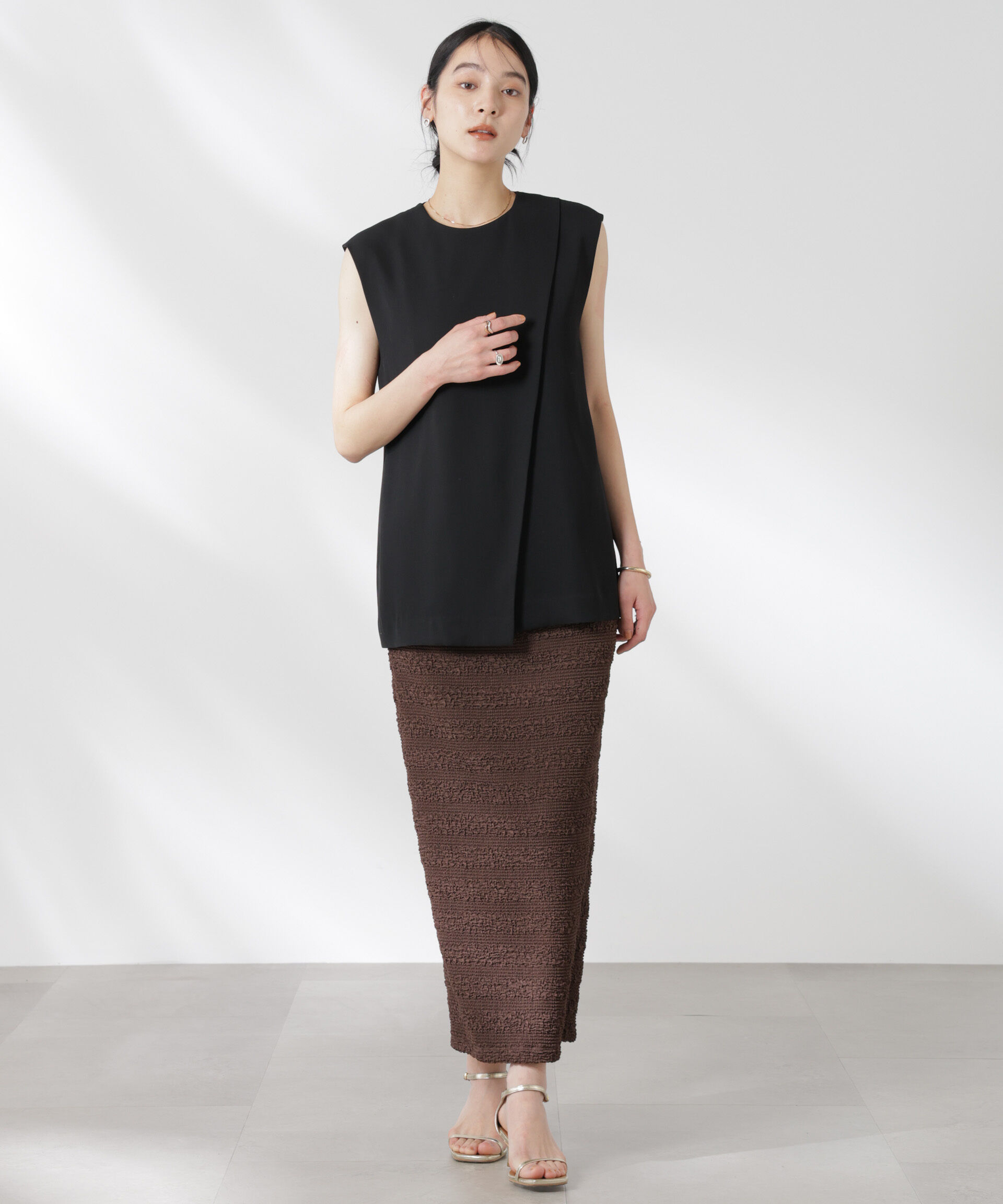 nano･universe「フクレボーダースカート」|スカート|