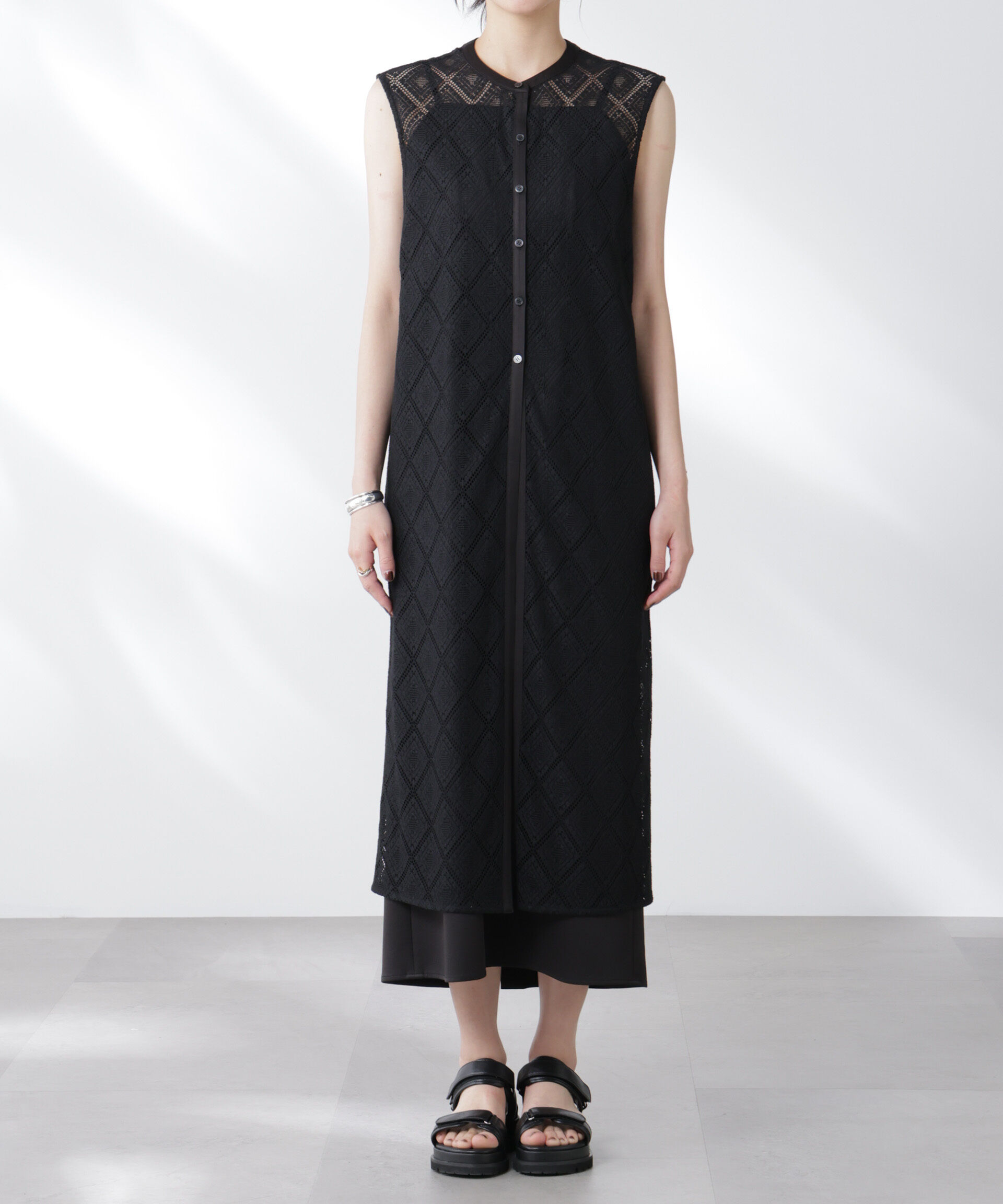 nano･universe「レースロングジレ&times;キャミワンピースセット」|ワンピース|