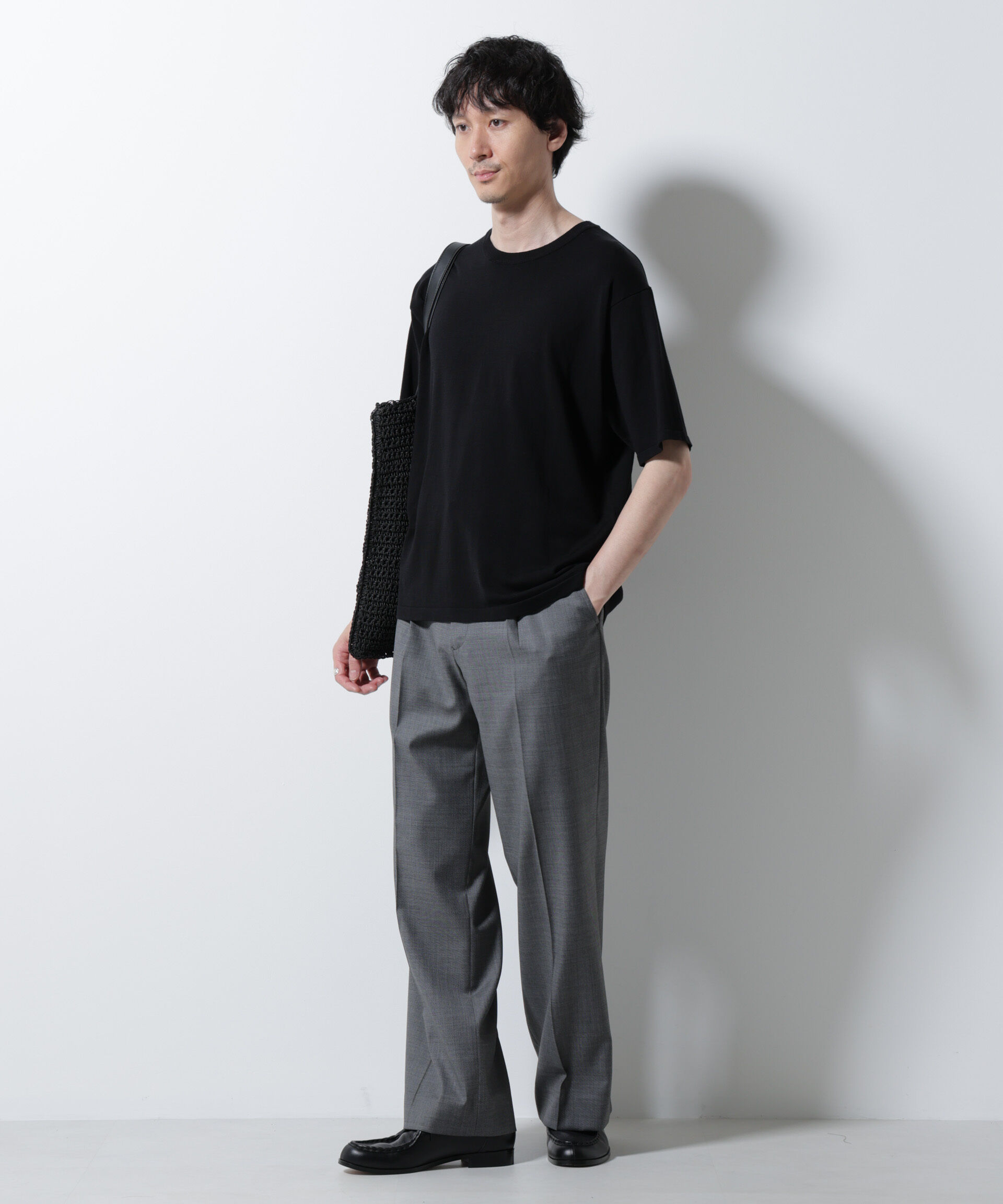 nano･universe「シルキータッチニットTシャツ 半袖」|ニット・セーター|