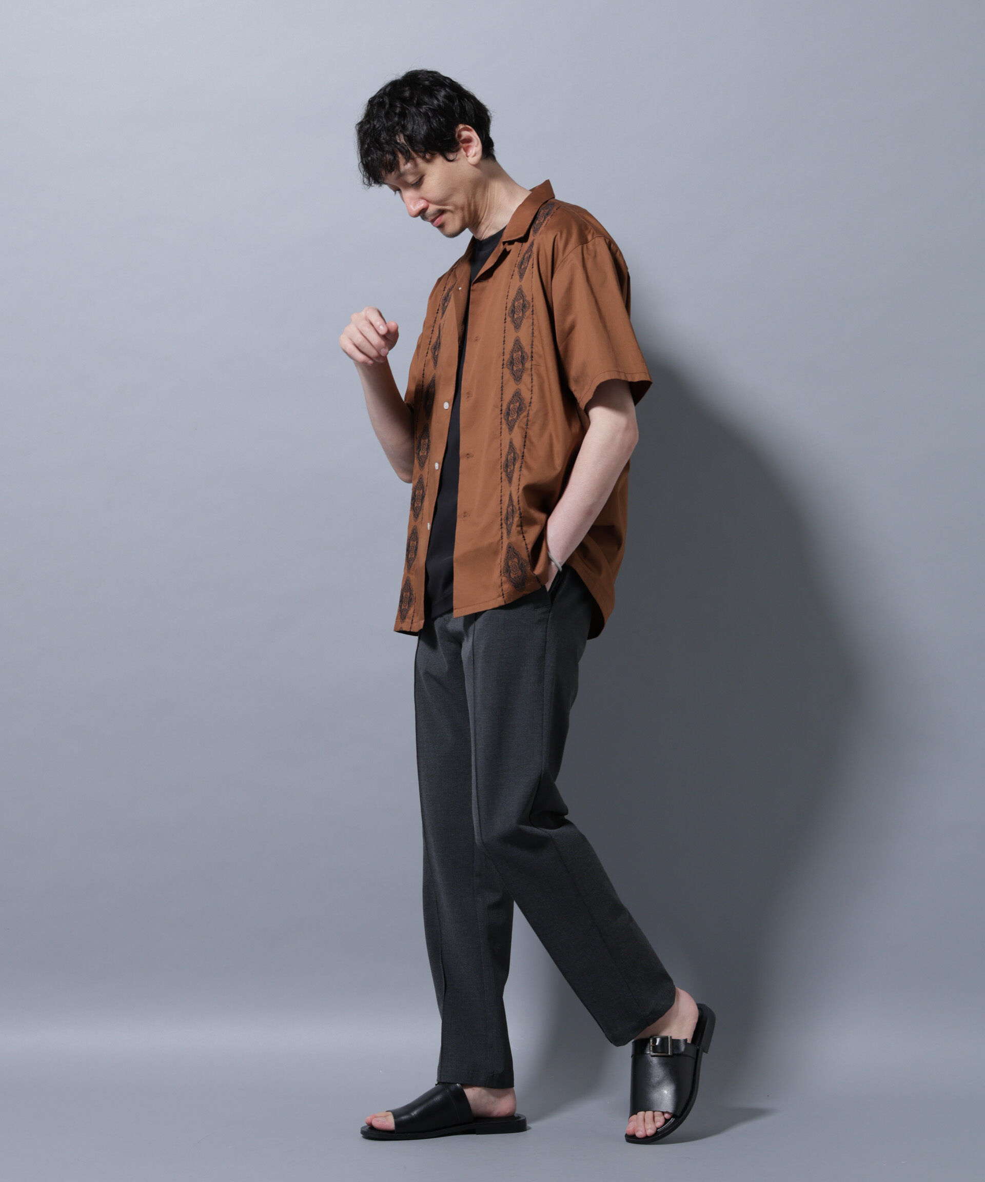 nano･universe「エンブロイダリー オープンカラーシャツ」|シャツ・ブラウス|