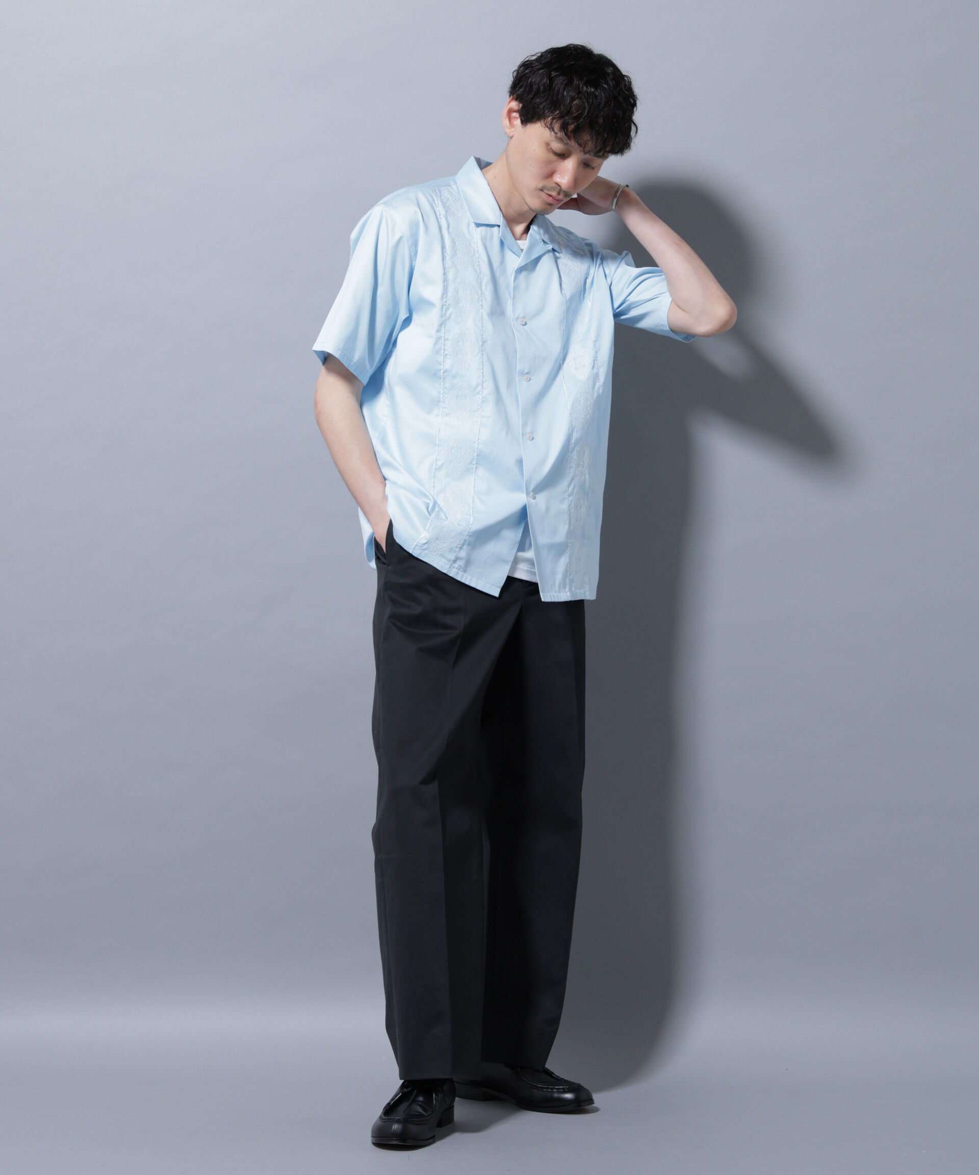 nano･universe「エンブロイダリー オープンカラーシャツ」|シャツ・ブラウス|