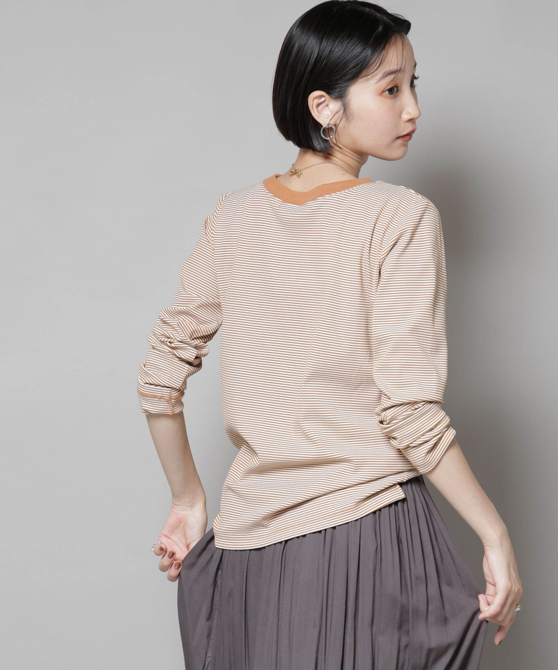 nano･universe「ミジンボーダーロングスリーブTシャツ」|Tシャツ・カットソー|