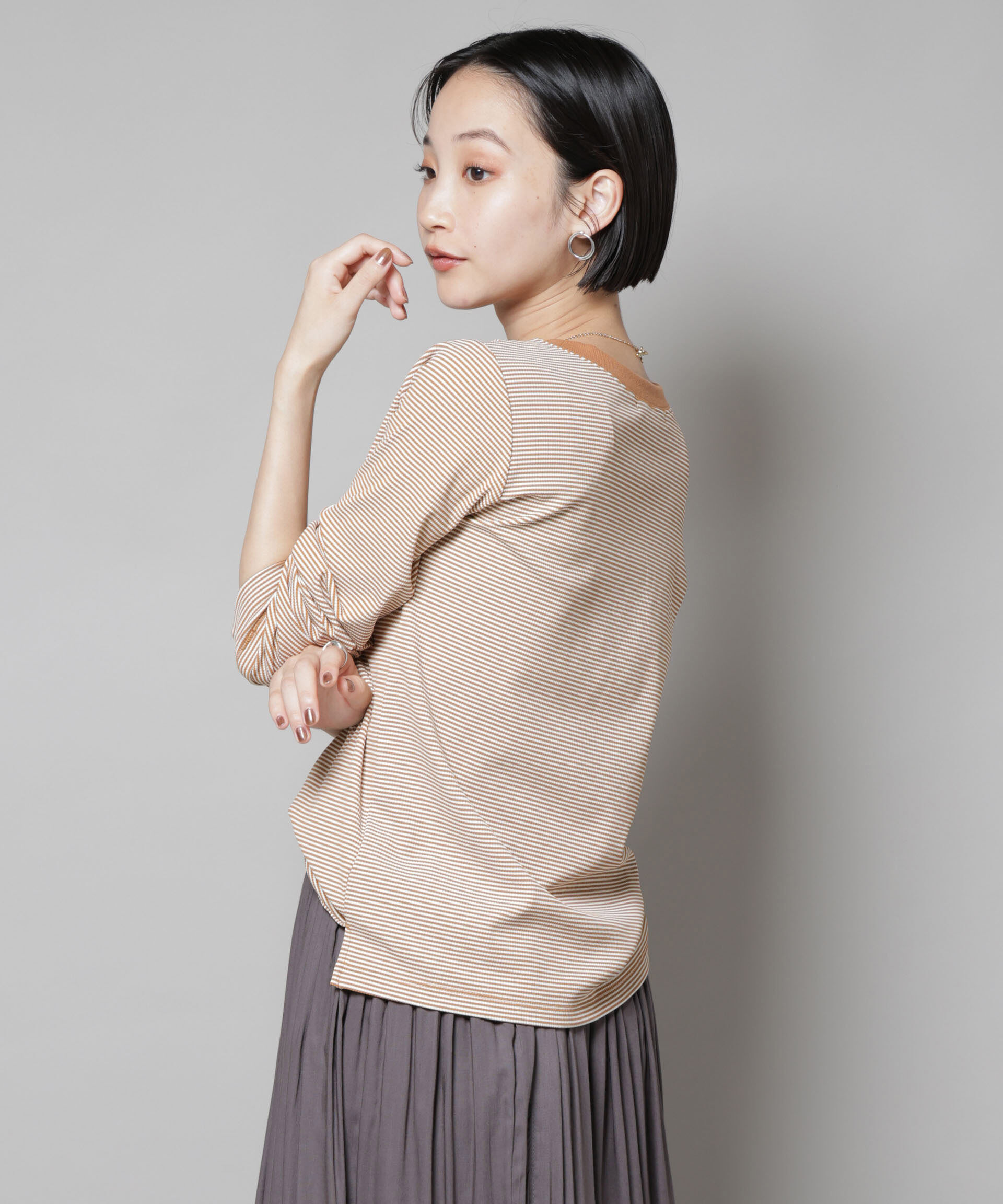 nano･universe「ミジンボーダーロングスリーブTシャツ」|Tシャツ・カットソー|