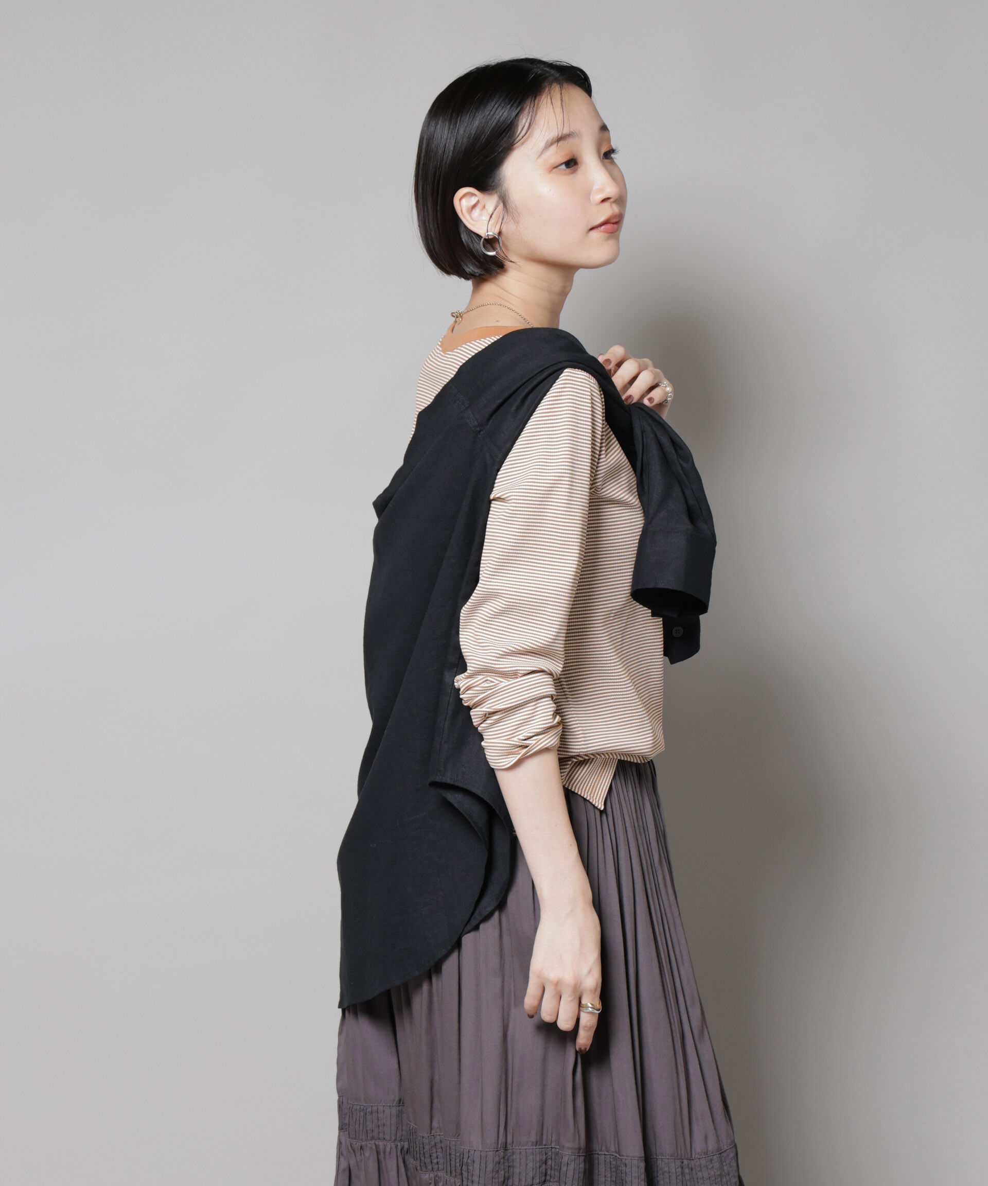 nano･universe「ミジンボーダーロングスリーブTシャツ」|Tシャツ・カットソー|