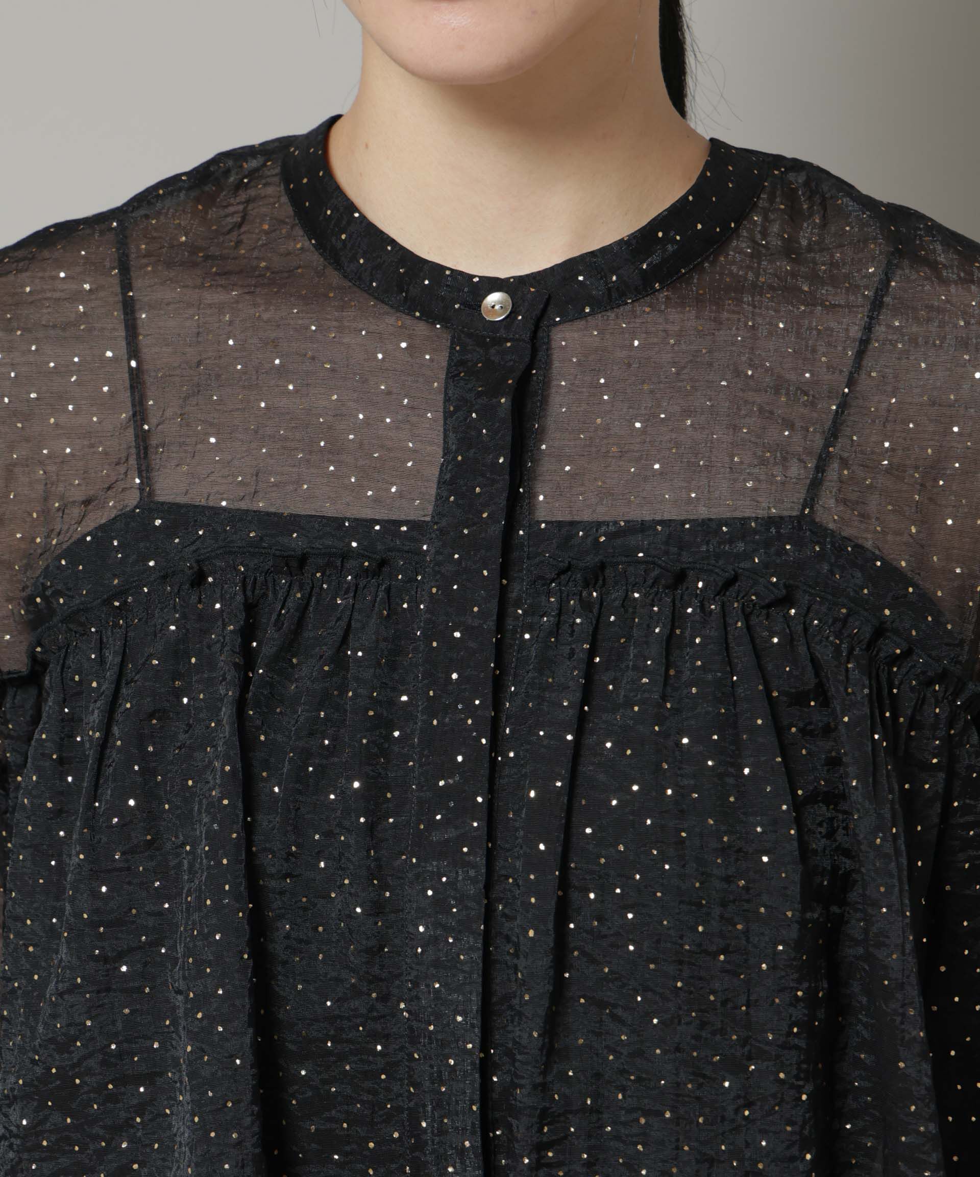 nano･universe「グリッタードットギャザーブラウス」|シャツ・ブラウス|