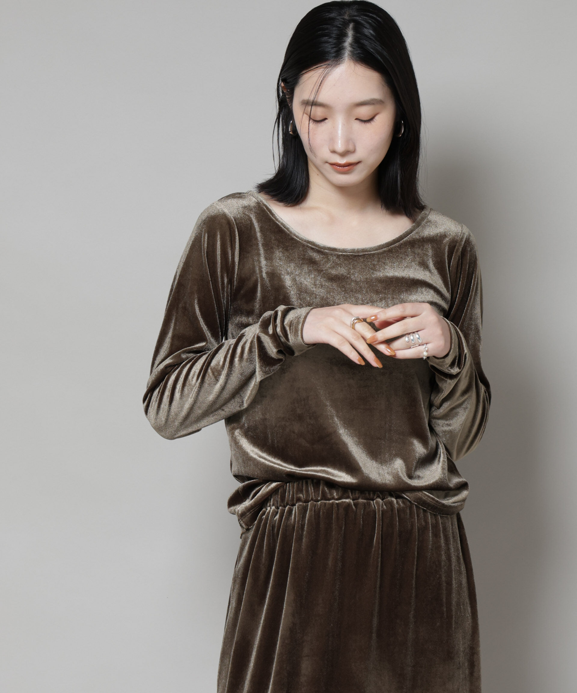 nano･universe「前後2wayベロアカットトップス(セットアップ可)」|Tシャツ・カットソー|