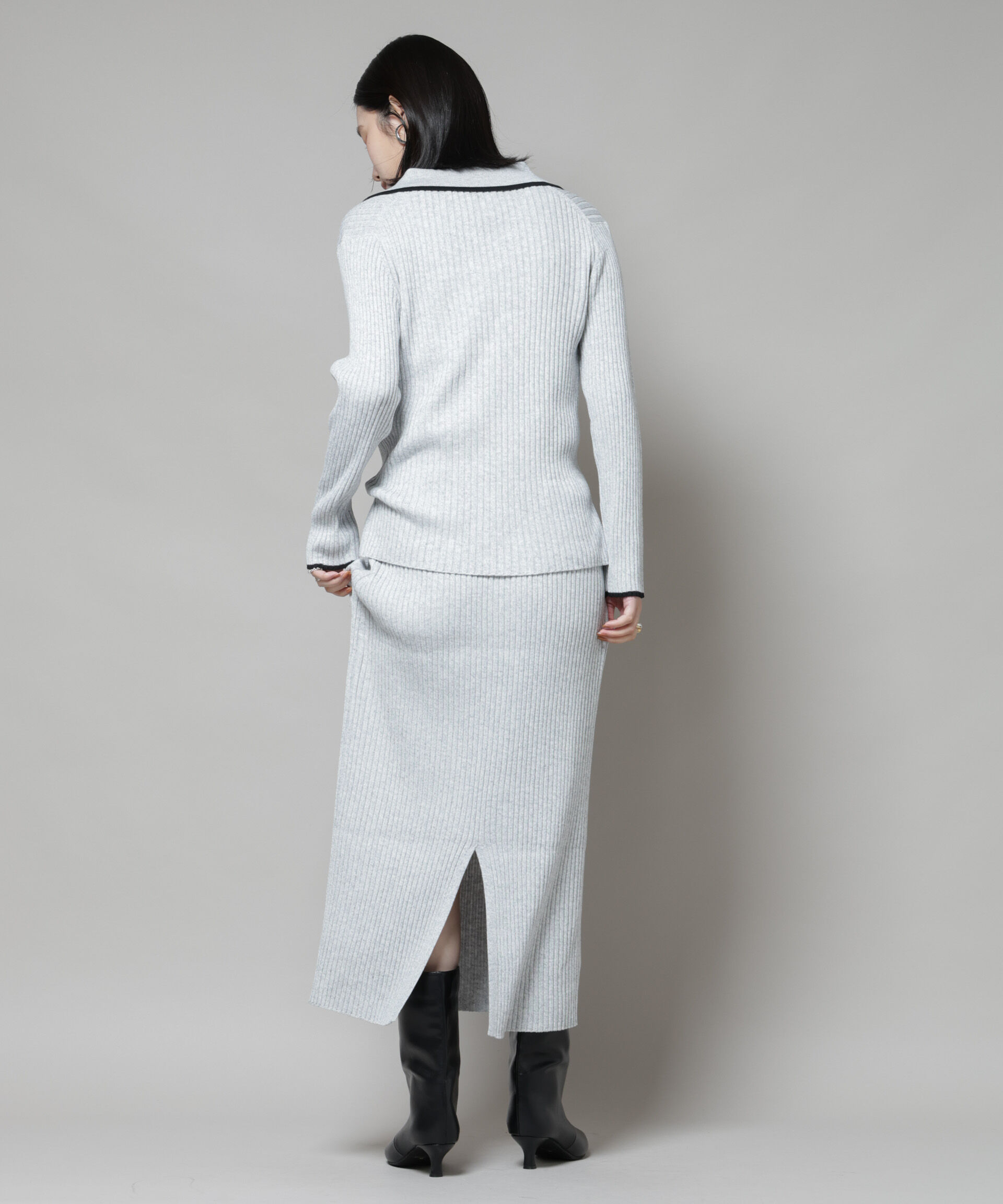  「メランジリブタイトスカート(セットアップ可)」|タイト|