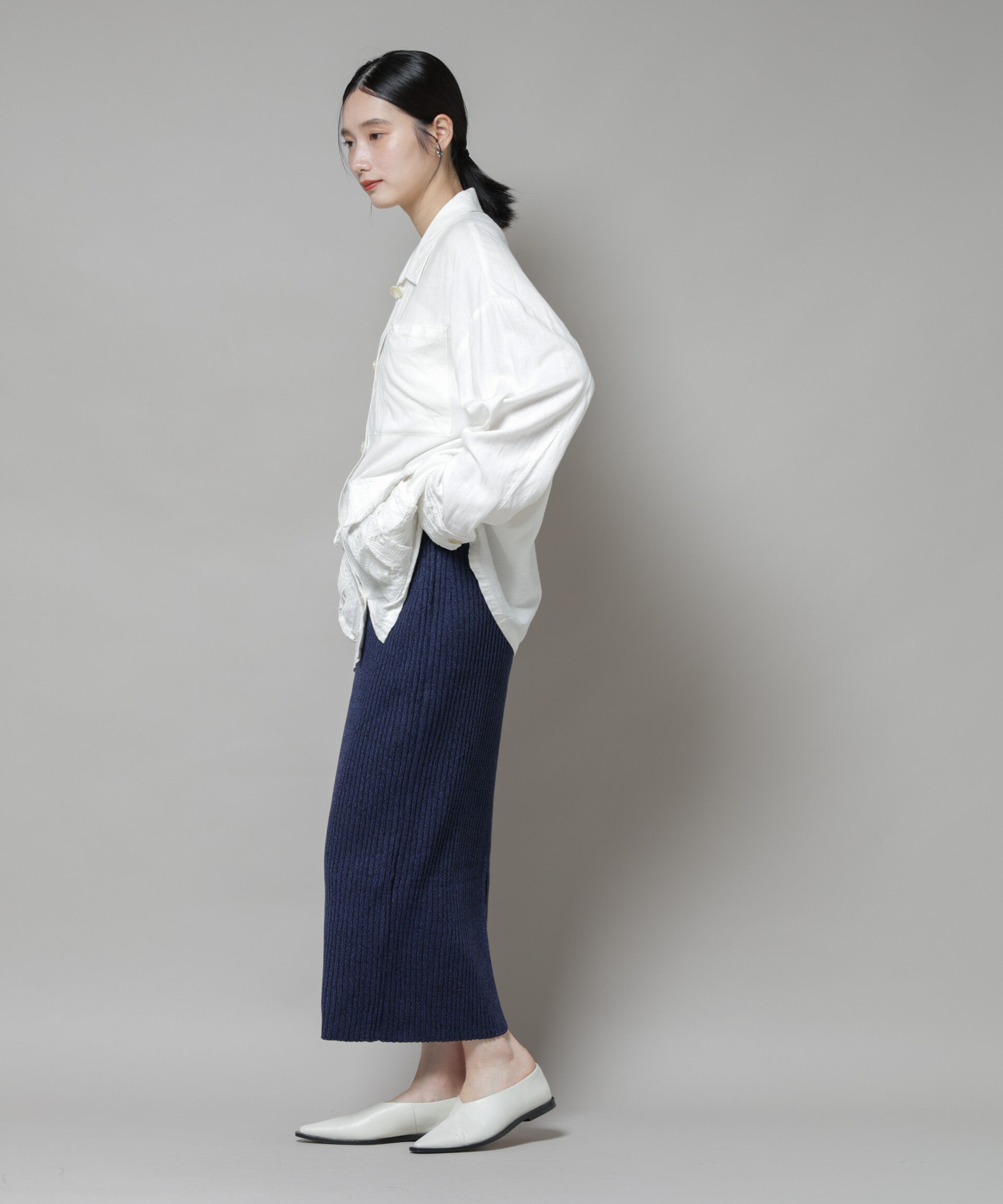  「メランジリブタイトスカート(セットアップ可)」|タイト|