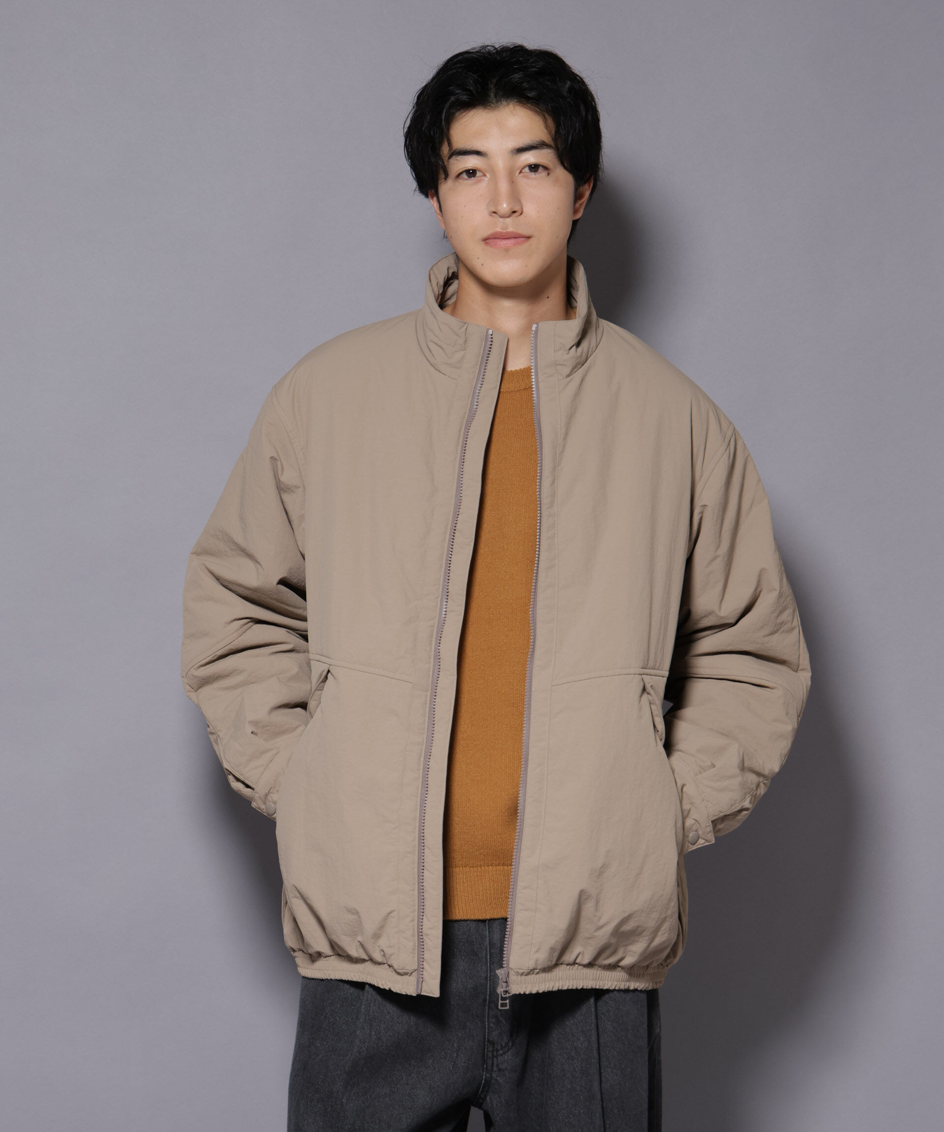 nano･universe「THERMOLITE(R)  スタンドZIPブルゾン」|ブルゾン・スタジャン|ベージュ