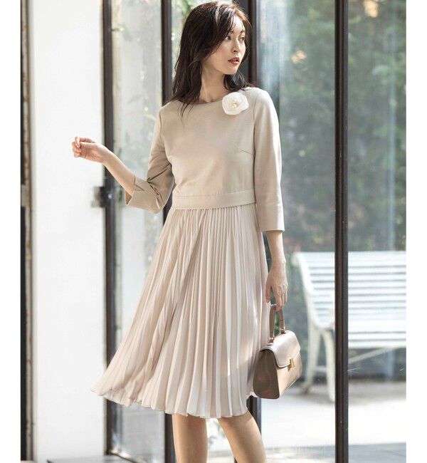 組曲「【VERY3月号掲載・KUMIKYOKU NAVY・WEB限定】ジャージーコンビプリーツ ワンピース」|ワンピース|ベージュ系