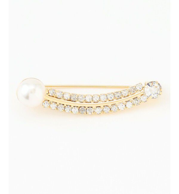 自由区「ラインストーンパール ブローチ」|ブローチ・コサージュ|ゴールド