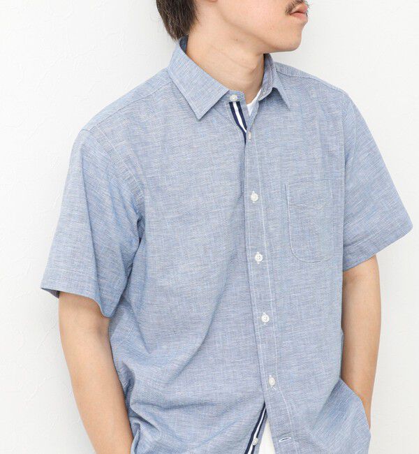 NOLLEY'S goodman「綿麻レギュラーカラー テープシャツ 25SS」|シャツ・ブラウス|ネイビー