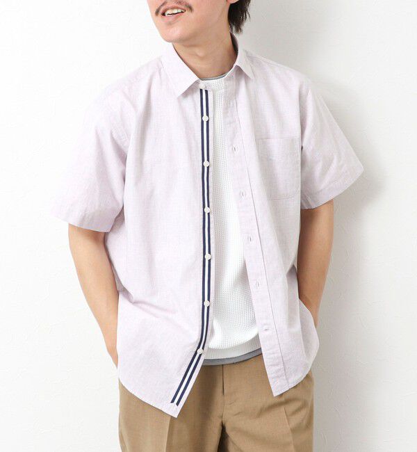 NOLLEY'S goodman「綿麻レギュラーカラー テープシャツ 25SS」|シャツ・ブラウス|ピンク