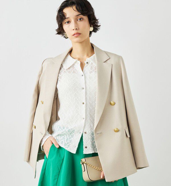 NOLLEY'S「ウォッシャブルハイスペック麻調ダブルジャケット」|テーラードジャケット|