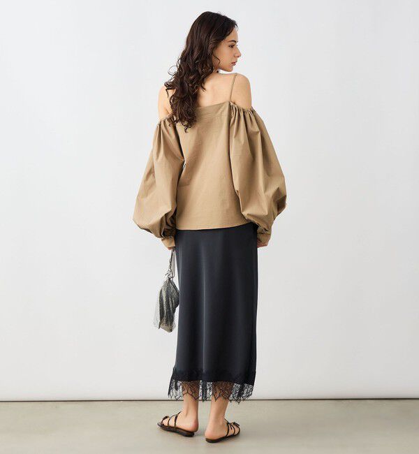 NOLLEY'S sophi「ウォッシャブル裾レースサテンナロースカート」|スカート|
