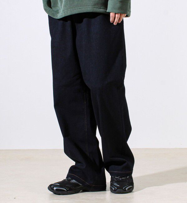 GLOSTER「【シーズンレス/ストレスフリーな穿き心地】ワイドストレッチデニムパンツ」|デニム|ダークネイビー