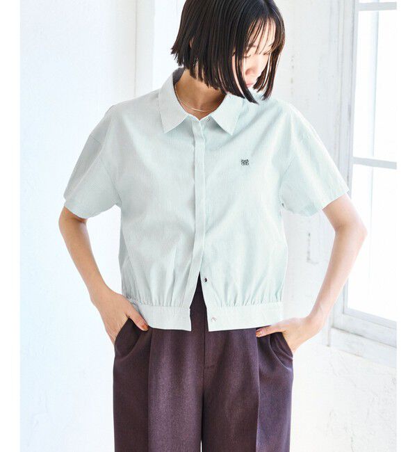 VIS「刺繍ロゴハーフスリーブシャツ」|シャツ・ブラウス|ライトグリン(33)