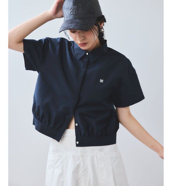 VIS「刺繍ロゴハーフスリーブシャツ」|シャツ・ブラウス|ネイビー(40)