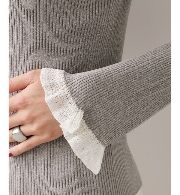VIS「袖口レース編みニットプルオーバー」|ニット・セーター|