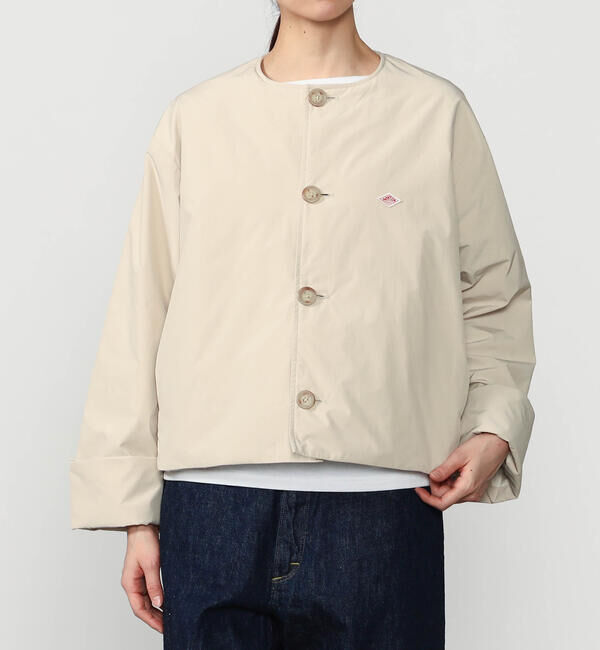 DANTON「DANTON | ピーチタフタ 中綿ノーカラージャケット WOMEN」|ダウン|