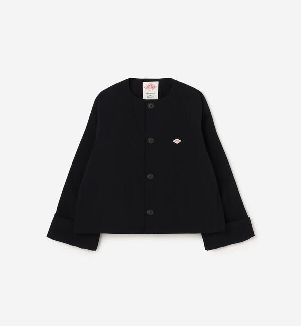 DANTON「DANTON | ピーチタフタ 中綿ノーカラージャケット WOMEN」|ダウン|NAVY