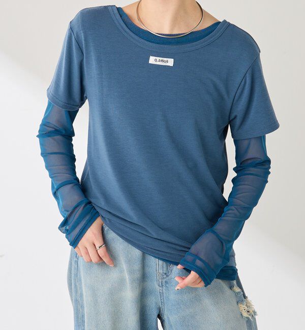  「Q.anos レイヤードTシャツ」|Tシャツ・カットソー|ブルー