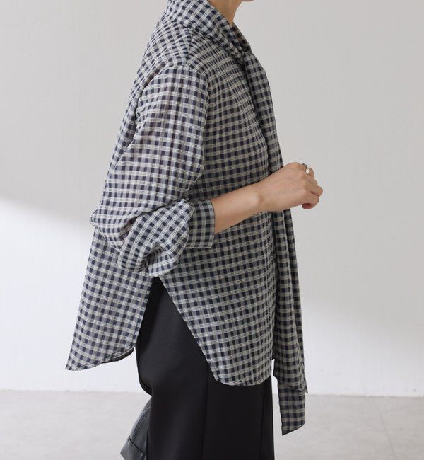  「ボウタイチェックブラウス」|シャツ・ブラウス|