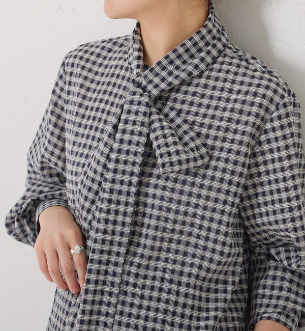  「ボウタイチェックブラウス」|シャツ・ブラウス|