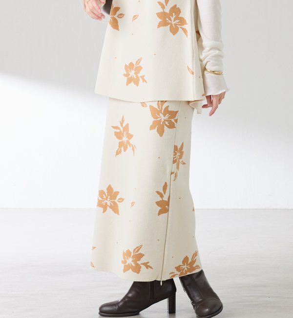 「フラワーニットジャガードスカート」|スカート|