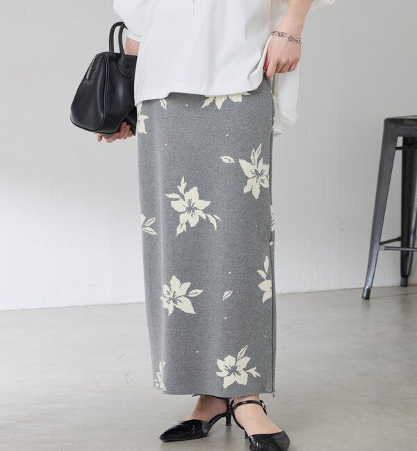  「フラワーニットジャガードスカート」|スカート|