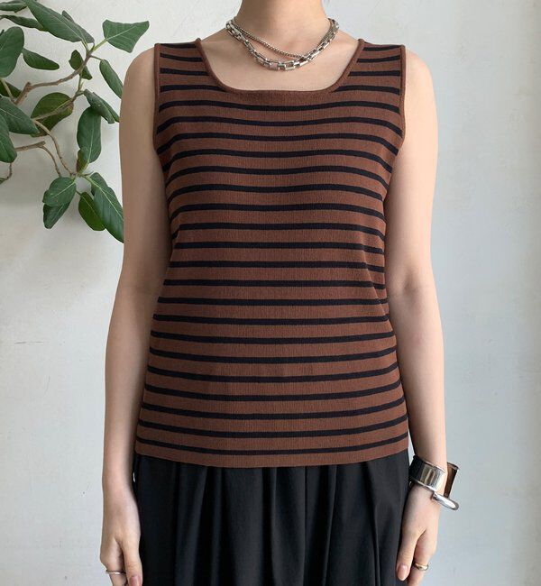  「ボーダースクエアニットタンク」|ニット・セーター|