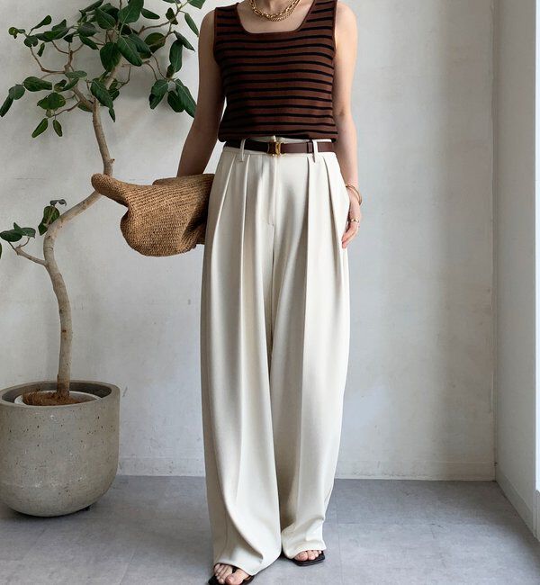  「ボーダースクエアニットタンク」|ニット・セーター|