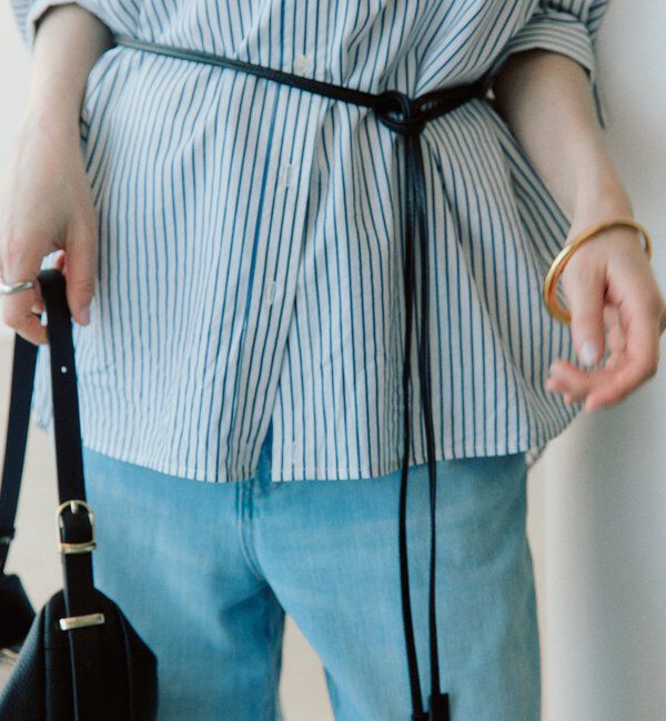  「【ウエストのアクセントに】レザーコードベルト」|ベルト|