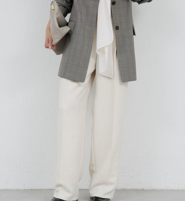  「【シワになりにくい】ジャージータックワイドパンツ」|チノ|