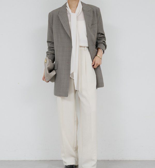  「【シワになりにくい】ジャージータックワイドパンツ」|チノ|