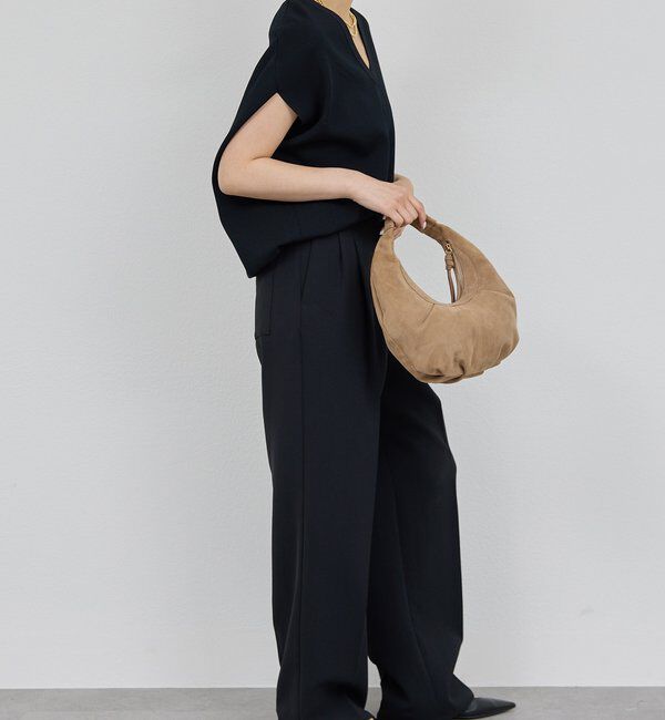  「【シワになりにくい】ジャージータックワイドパンツ」|チノ|