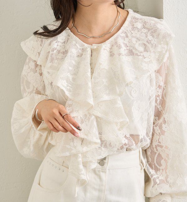  「ラッフルカラー ブラウス」|シャツ・ブラウス|