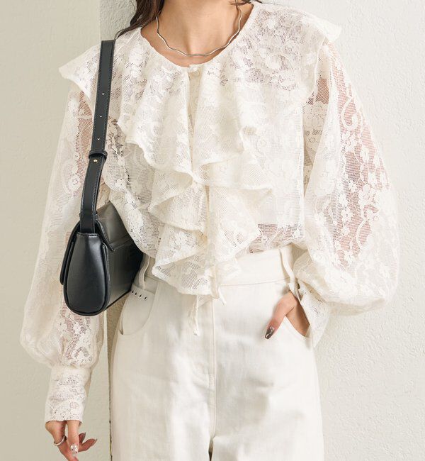  「ラッフルカラー ブラウス」|シャツ・ブラウス|