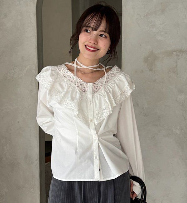  「【@lily.s_y企画】Vフリルシェイプブラウス」|シャツ・ブラウス|