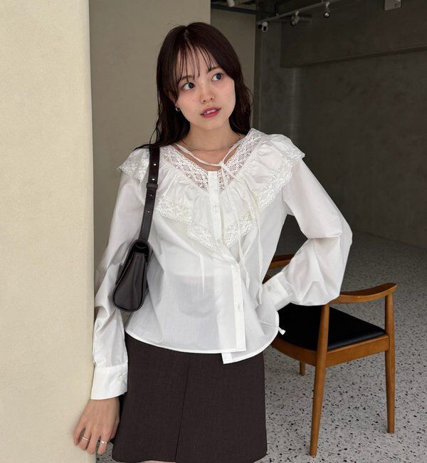  「【@lily.s_y企画】Vフリルシェイプブラウス」|シャツ・ブラウス|